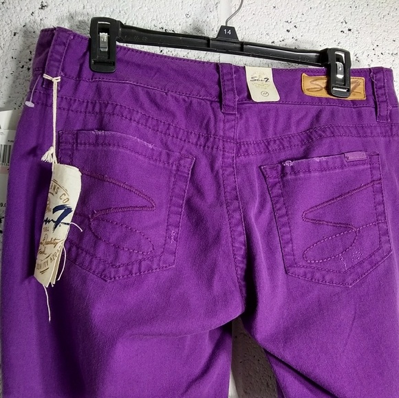 Seven7 Denim - Seven7 NWT Sz 10 Purple Capri Jeans Distressed